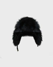 Technical fabric ushanka with fox fur