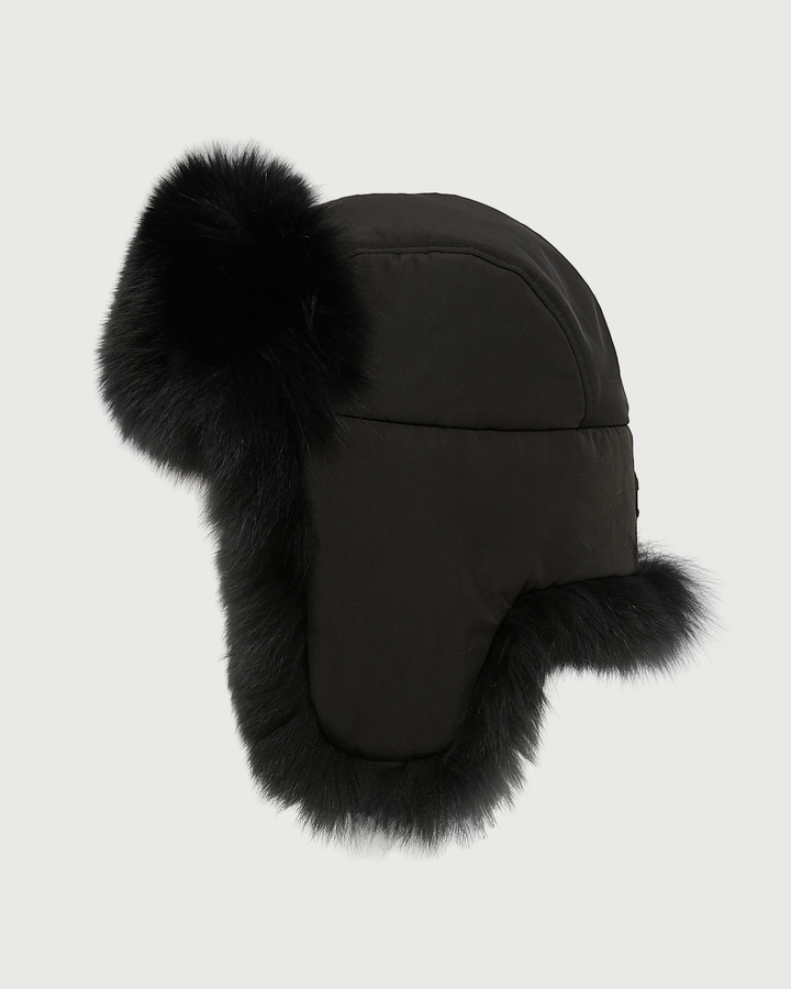 Technical fabric ushanka with fox fur - Yves Salomon - New Fall Winter Collection