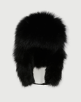 Technical fabric ushanka with fox fur