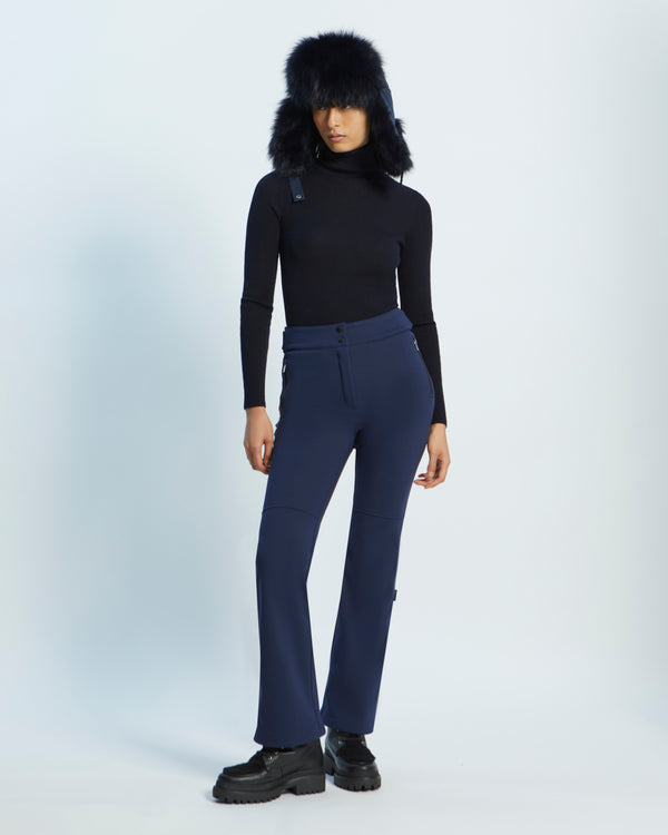 softshell fabric fitted trousers - blue - Yves Salomon