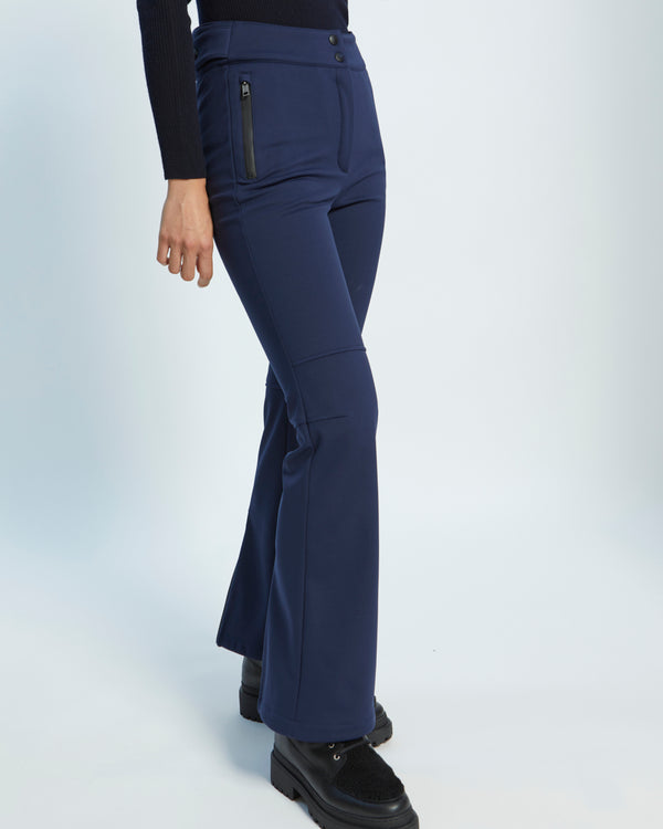 softshell fabric fitted trousers - blue - Yves Salomon