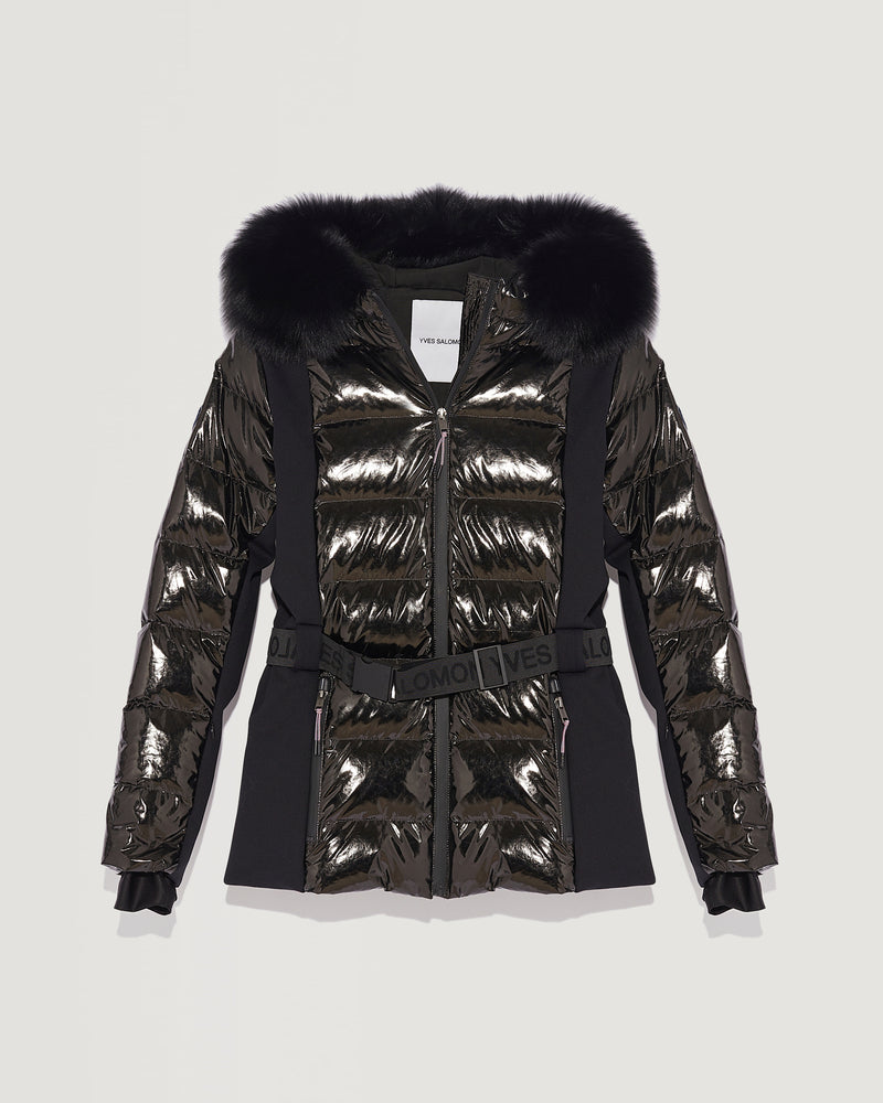 Yves Salomon Ski Jacket with Fox Fur Hood Black