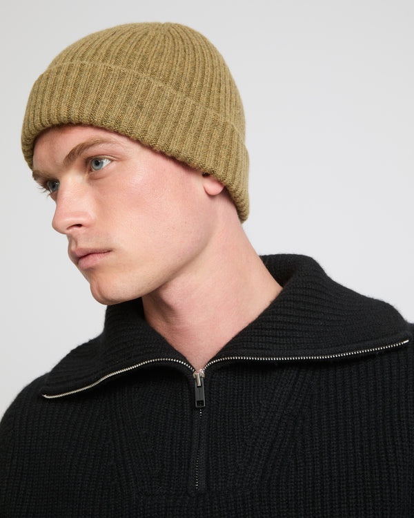 Wool-cashmere knit beanie - camel - Yves Salomon