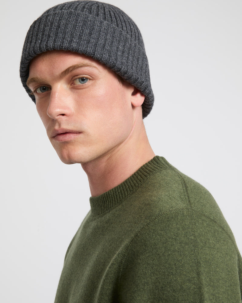 Wool-cashmere knit beanie - grey - Yves Salomon