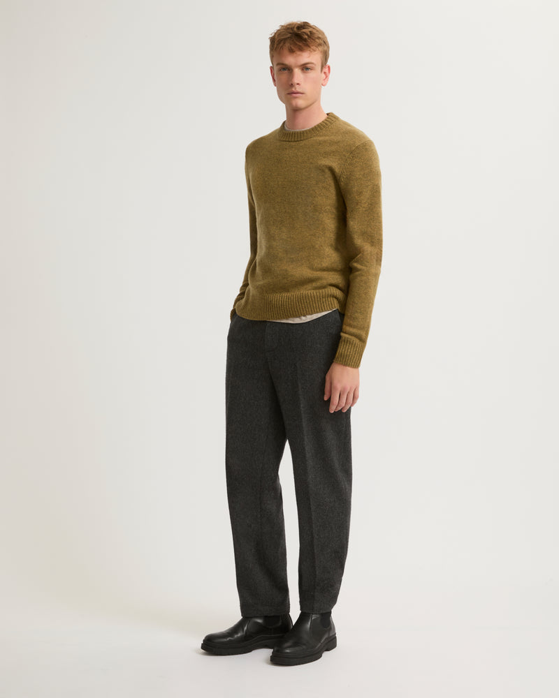 Wool-cashmere knit crew neck jumper - camel - Yves Salomon