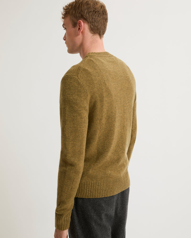 Wool-cashmere knit crew neck jumper - camel - Yves Salomon