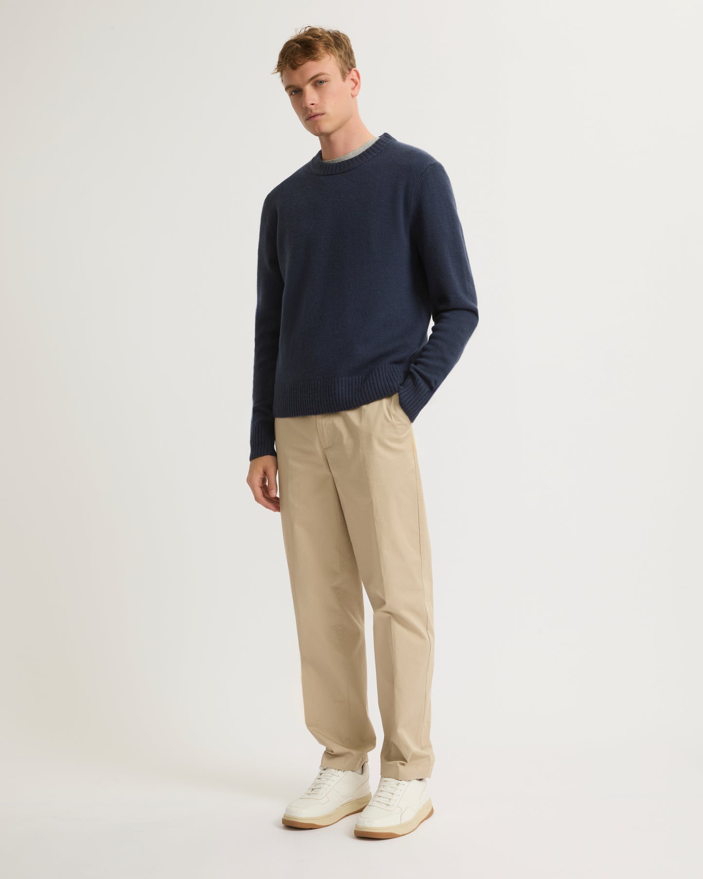 Wool-cashmere knit crew neck jumper-Yves salomon-Winter sale & boxing day