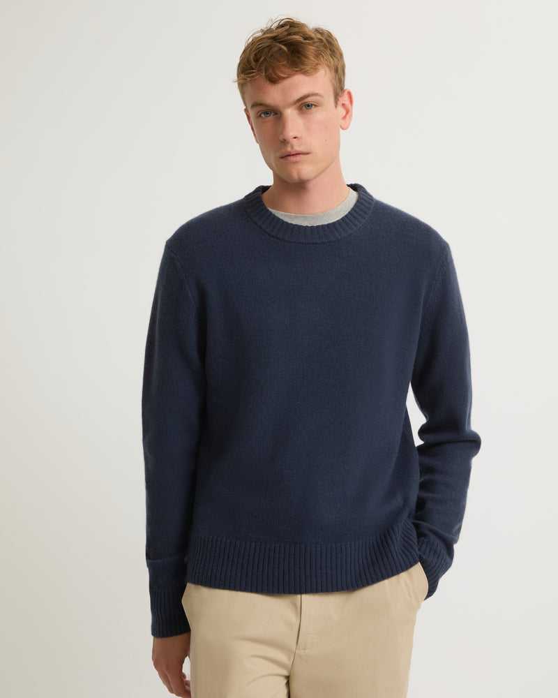 Wool cashmere knit crew neck jumper