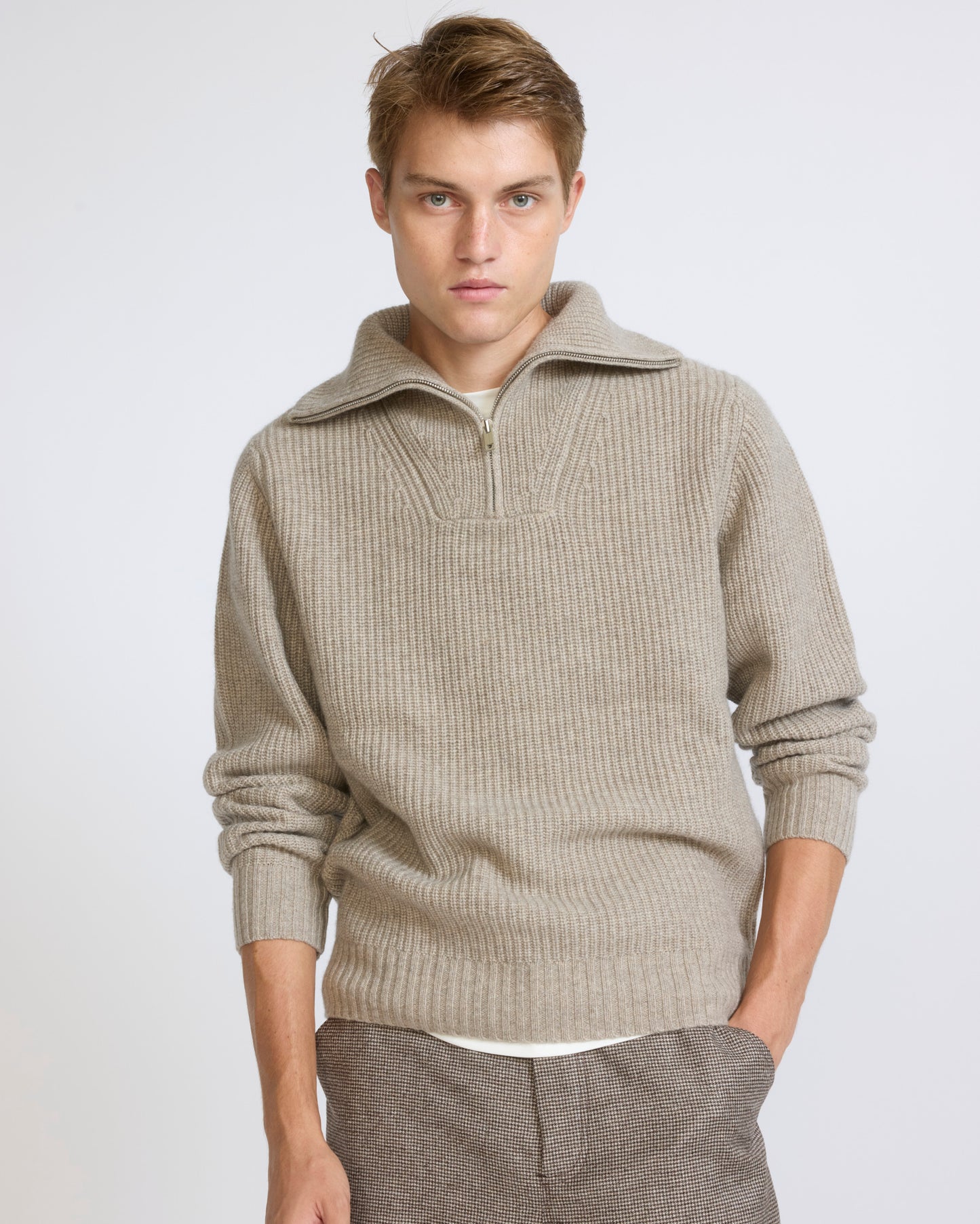 Zip-front cashmere wool trucker collar sweater - Yves Salomon - New Fall/Winter Collection