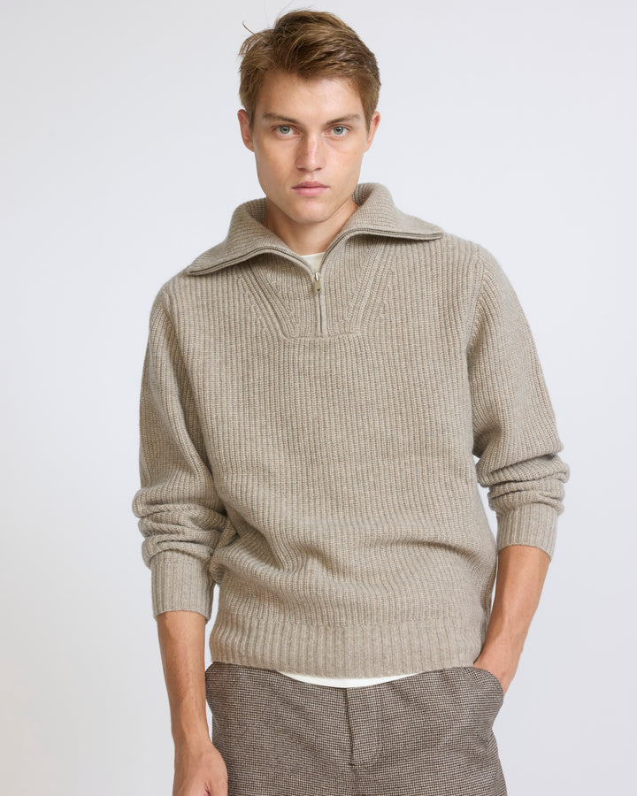 Zip-front cashmere wool trucker collar sweater - Yves Salomon - New Fall/Winter Collection