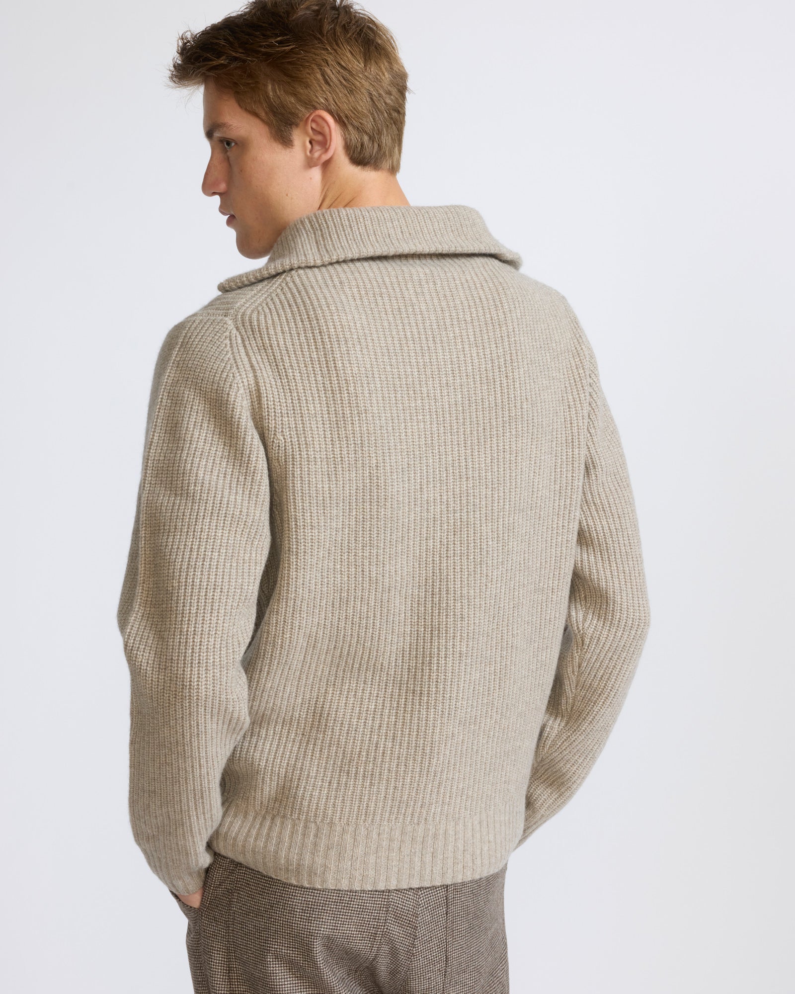 Zip-front cashmere wool trucker collar sweater - Yves Salomon - New Fall/Winter Collection