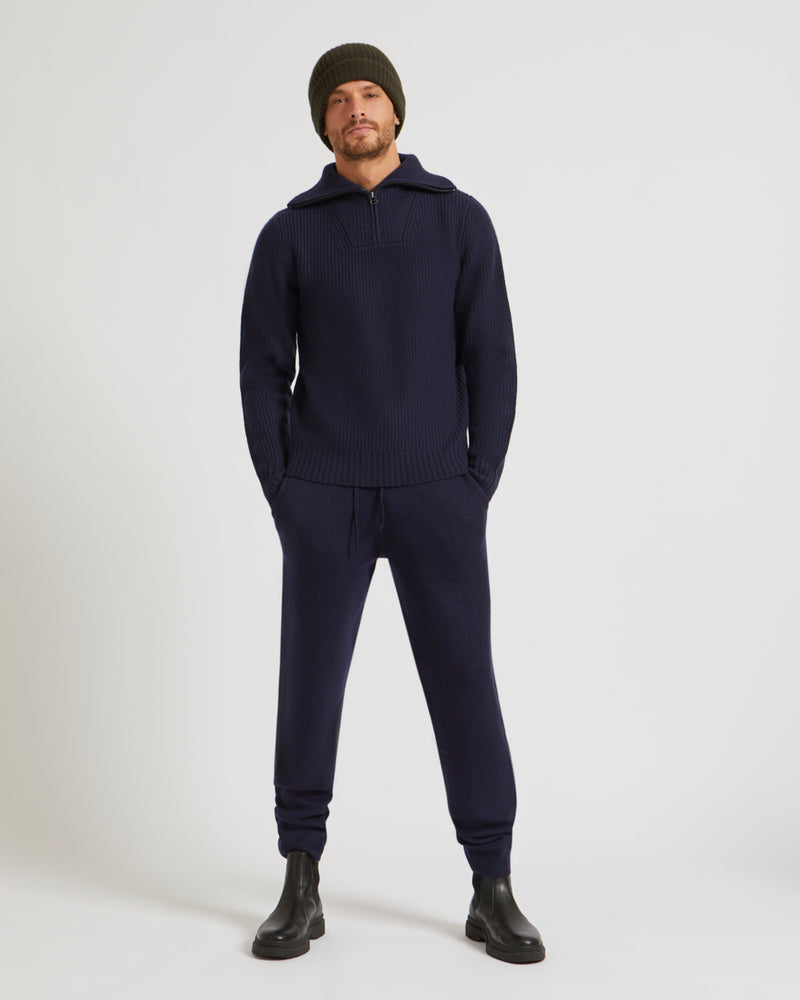 Zip sweater dark blue - Yves Salomon