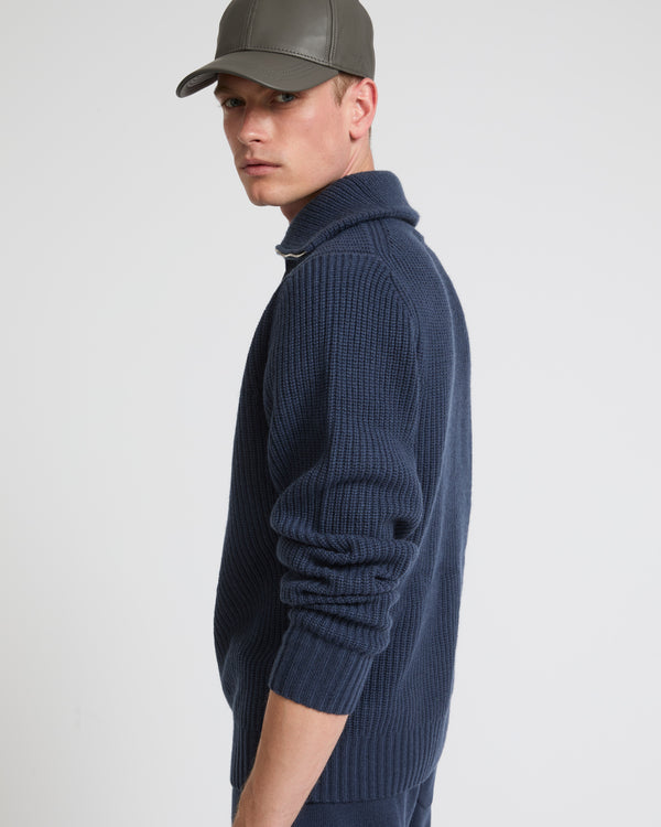 Zip-front sweater - navy - Yves Salomon