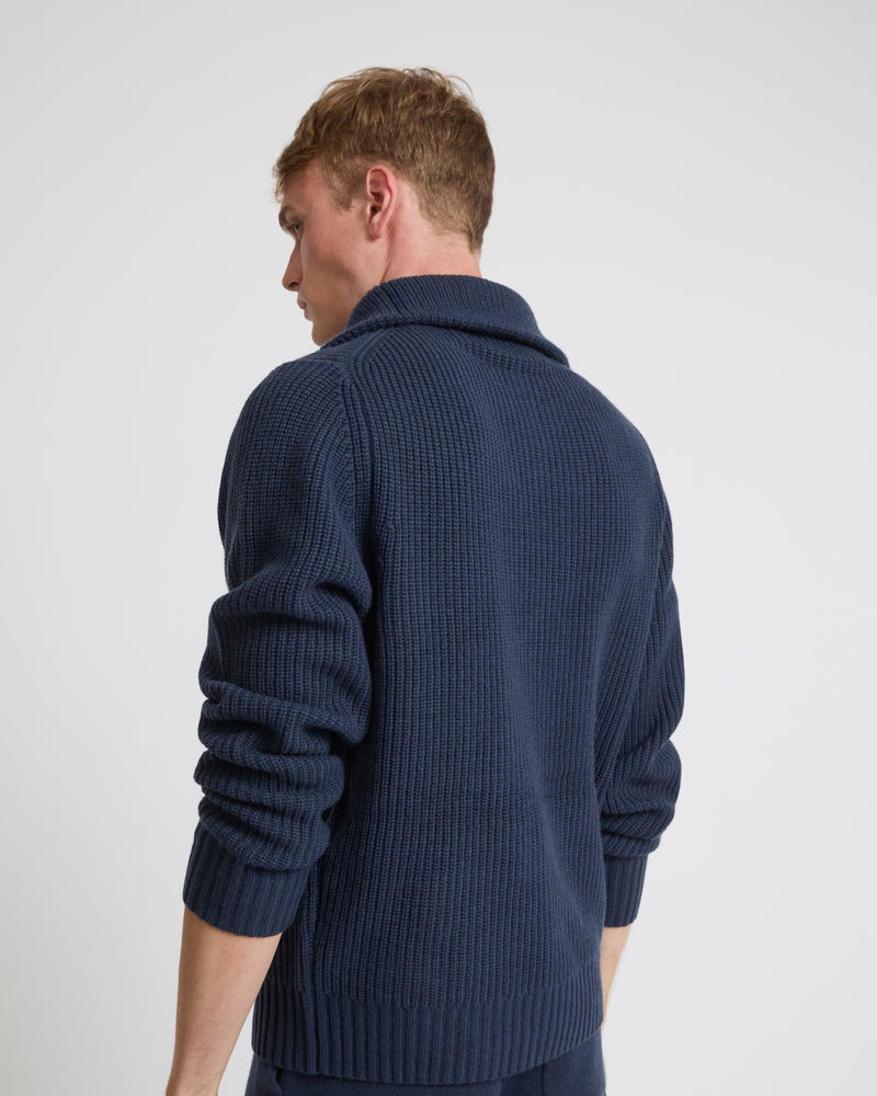 Zip-front sweater - navy - Yves Salomon