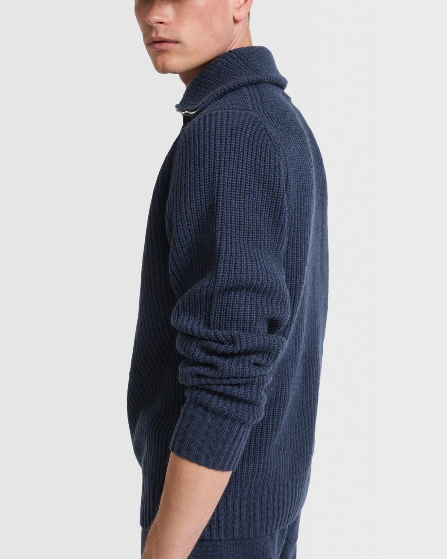 Zip-front sweater trucker collar