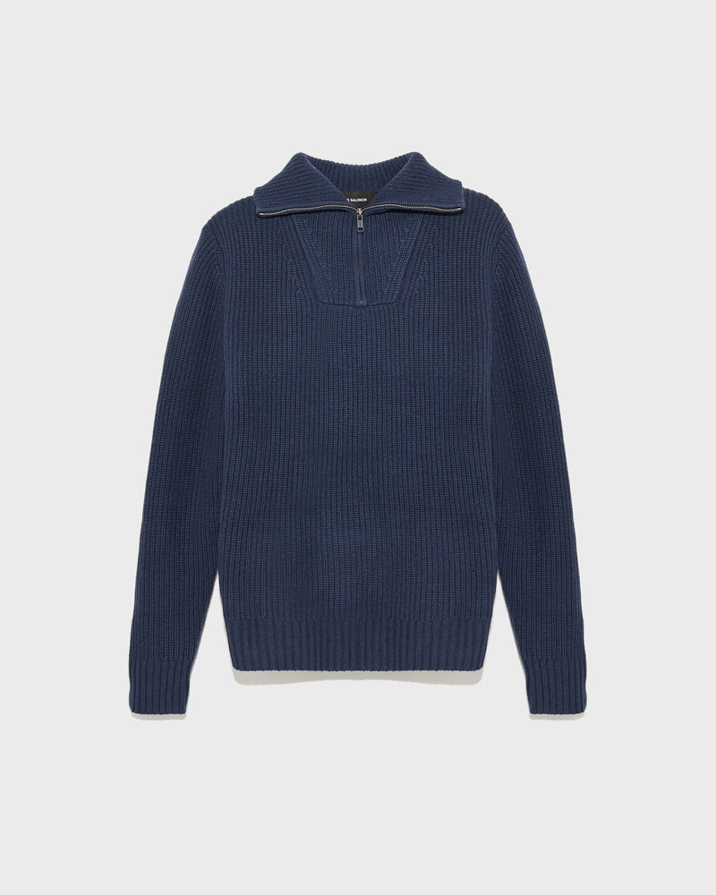 Zip-front sweater - navy - Yves Salomon