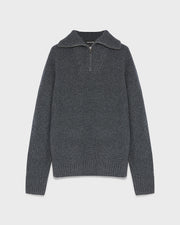 Zip-front sweater trucker collar