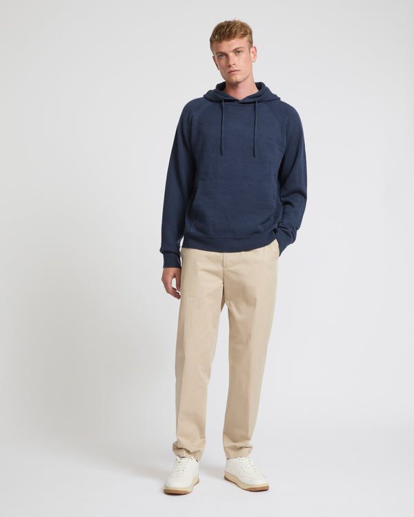 Knit hoodie - navy - Yves Salomon