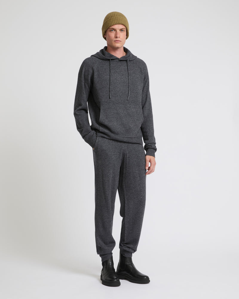 Knit hoodie - grey - Yves Salomon