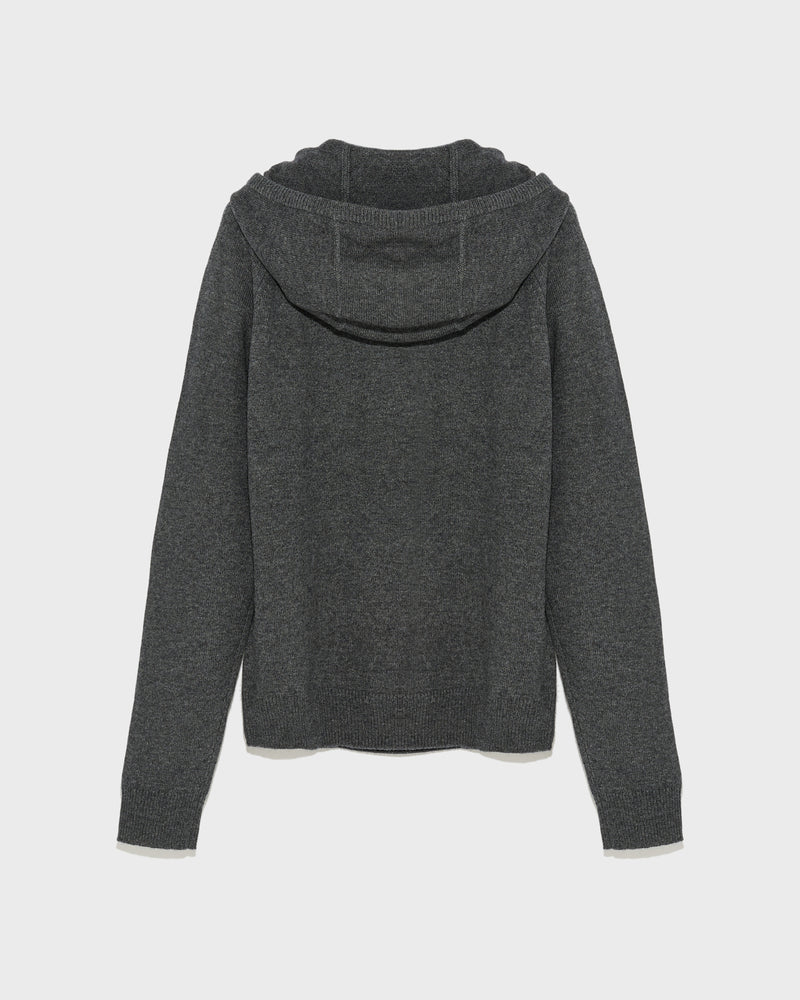 Knit hoodie - grey - Yves Salomon