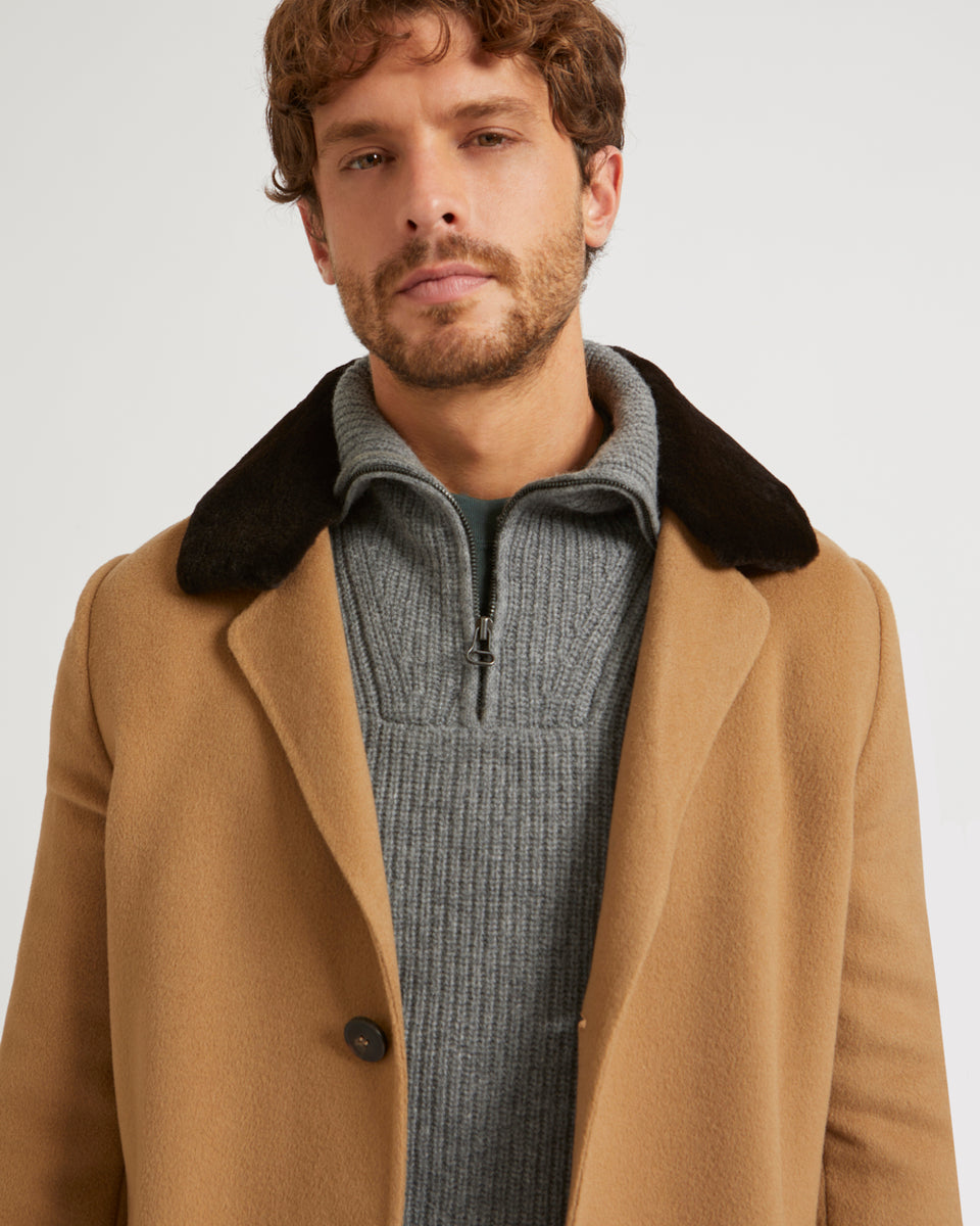 Mid-Length Woolen Coats Men's Single-Breasted Teen Khaki Slim Abrigos Hombre  Invierno Masculino Original Luxo Casacos De Brown