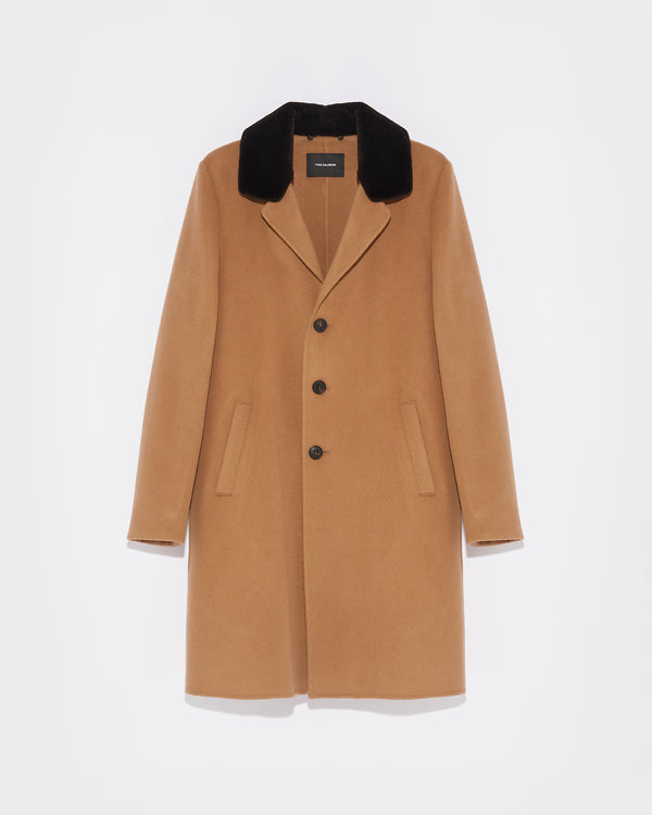 Double-Sided Wool-Cashmere Fabric Coat With Mink Collar-Yves salomon-Winter sale & boxing day