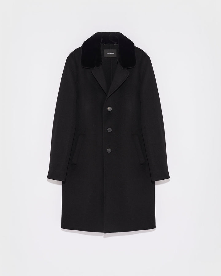 Black Friday - Yves Salomon - Double-faced cashmere wool coat with sheared mink fur collar - black