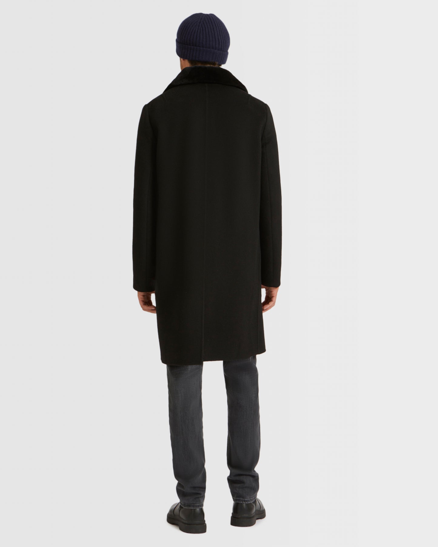 Long Double-Sided Wool-Cashmere Fabric Coat With Mink Collar -Yves Salomon