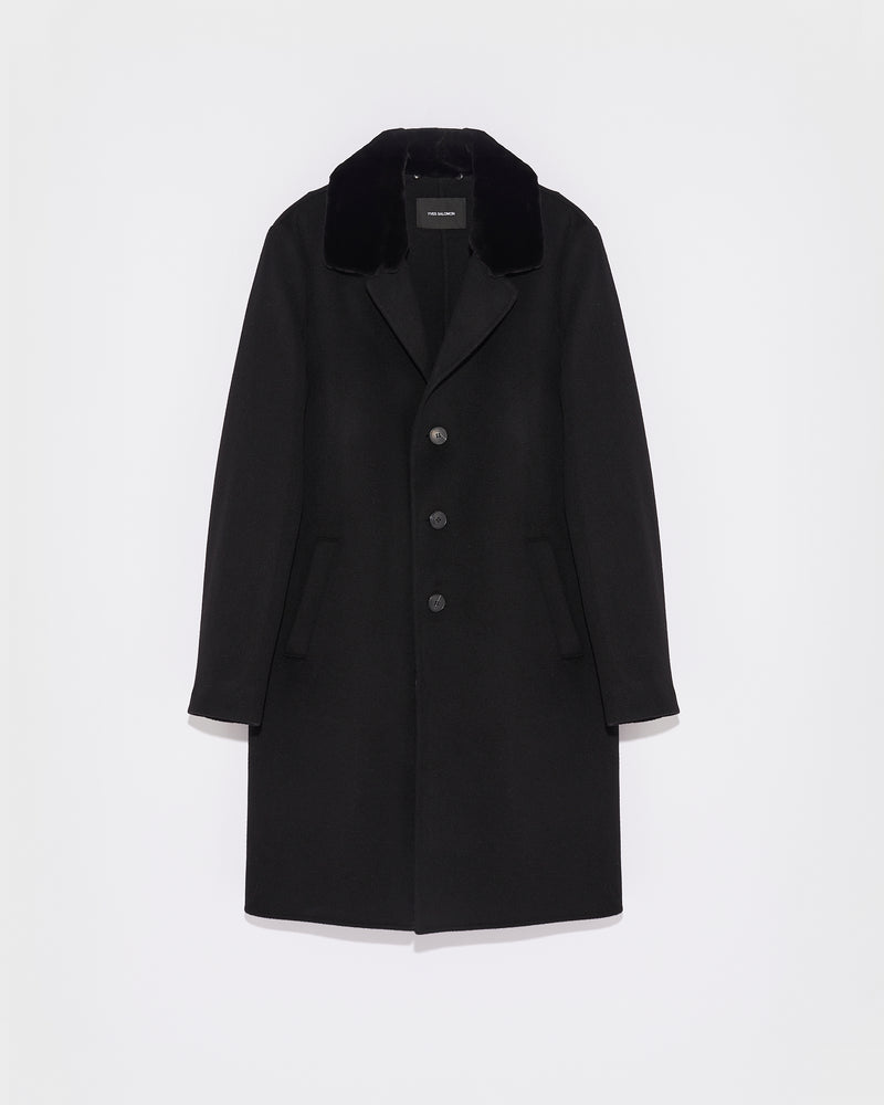 Double-Sided Wool-Cashmere Fabric Coat With Mink Collar-Yves salomon-Winter sale & boxing day