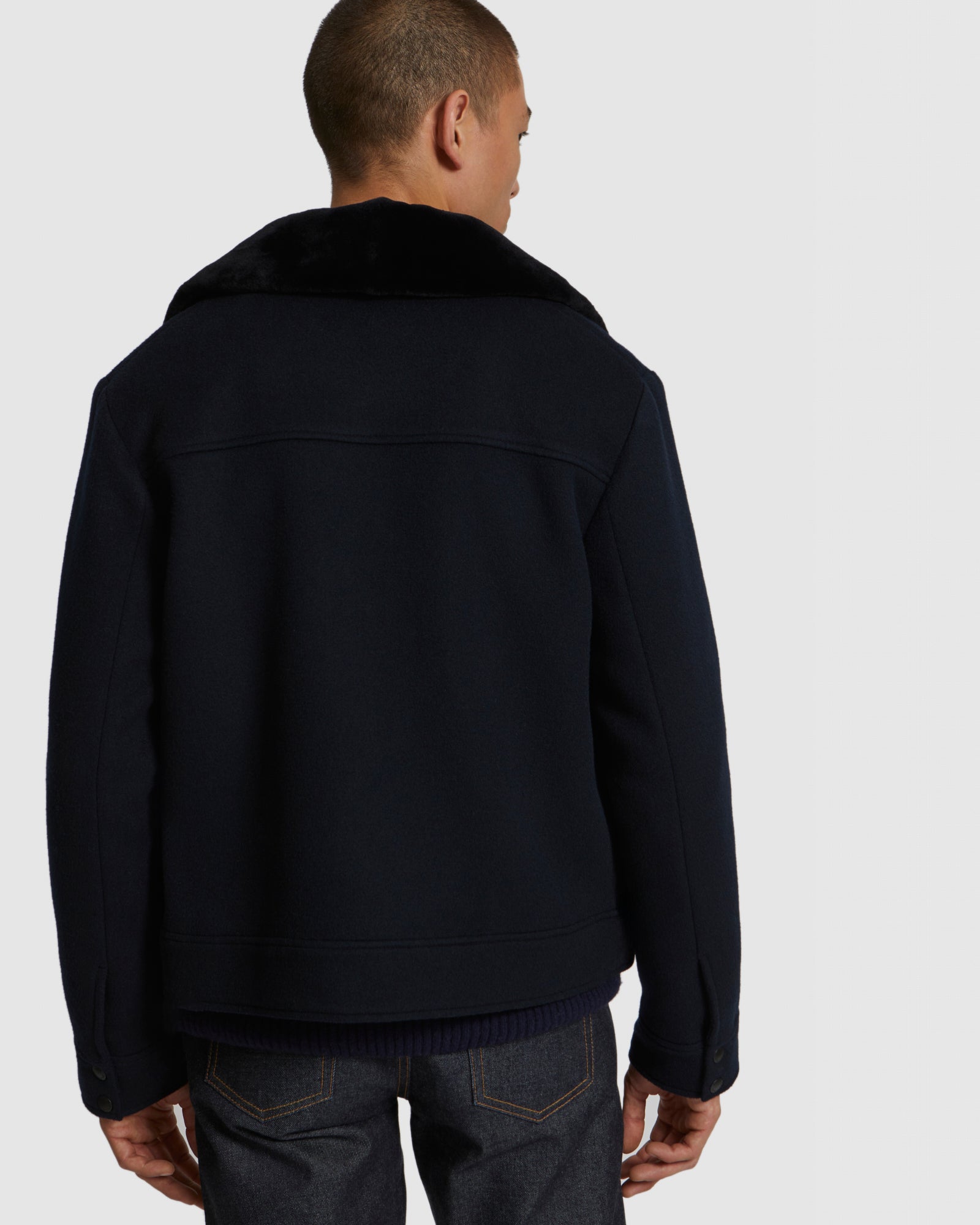 【関税込み】Yves Salomon ブラック Curly Merino ミトン Double-Sided Wool-Cashmere Fabric Zipped Jacket With Mink