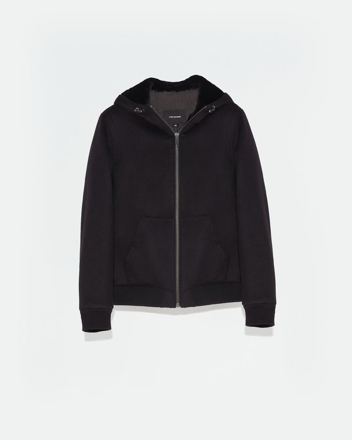 Yves Salomon Black Friday - Double-Sided Wool-Cashmere Fabric Hoodie With Shearling Lining