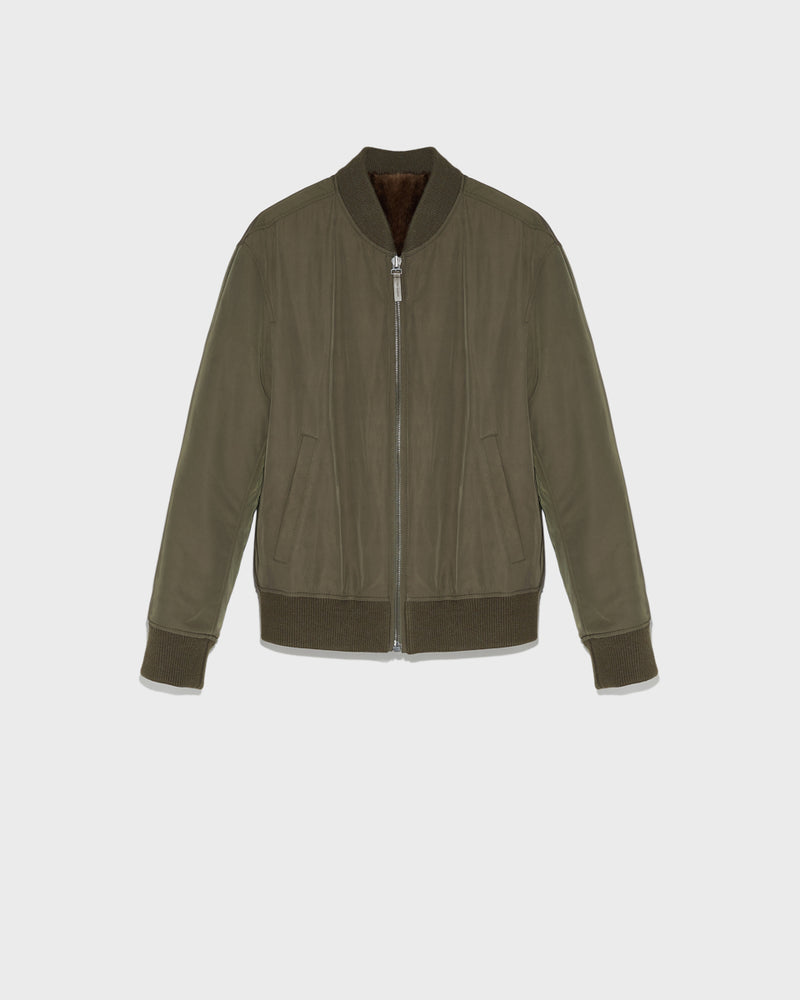 Mink reversible Technical Fabric Varsity Jacket - khaki - Yves Salomon