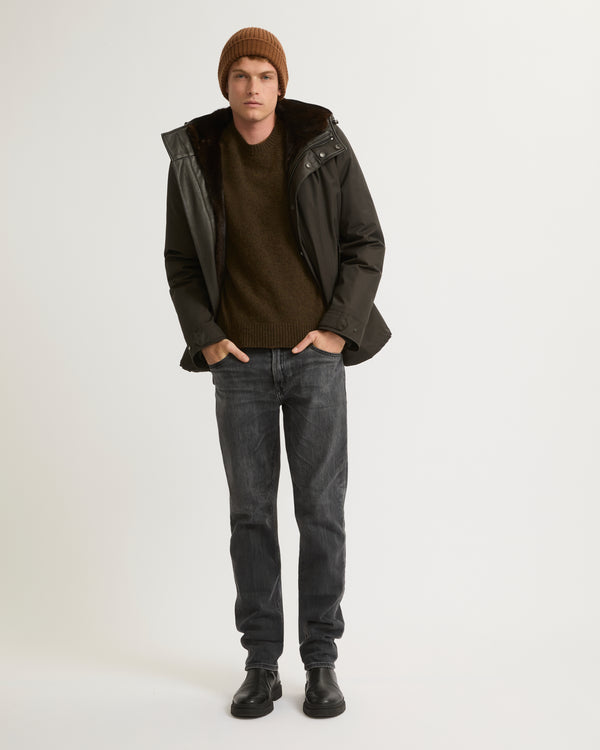 Fitted Parka In Technical Gabardine And Mink - brown - Yves Salomon