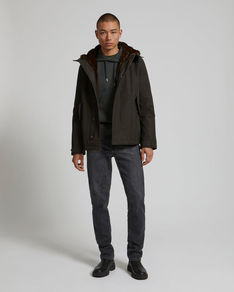 Fitted Parka In Technical Gabardine And Mink - brown - Yves Salomon