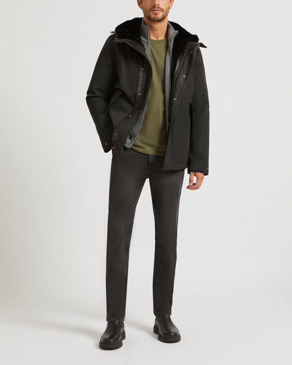 Fitted Parka In Technical Gabardine And Mink fur