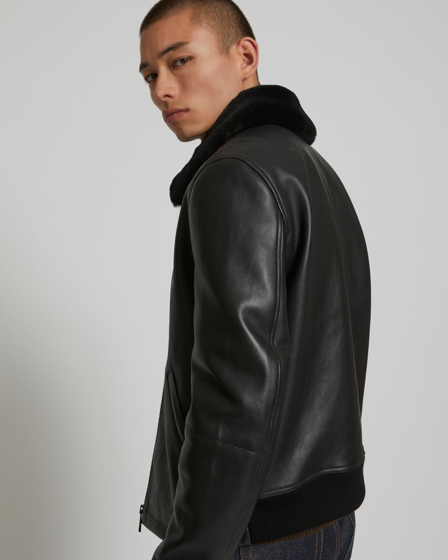 lamb leather jacke - black - Yves Salomon