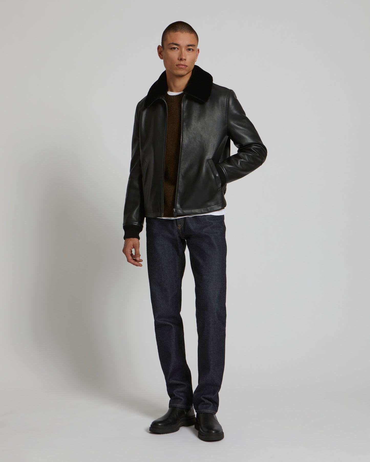 lamb leather jacke - black - Yves Salomon