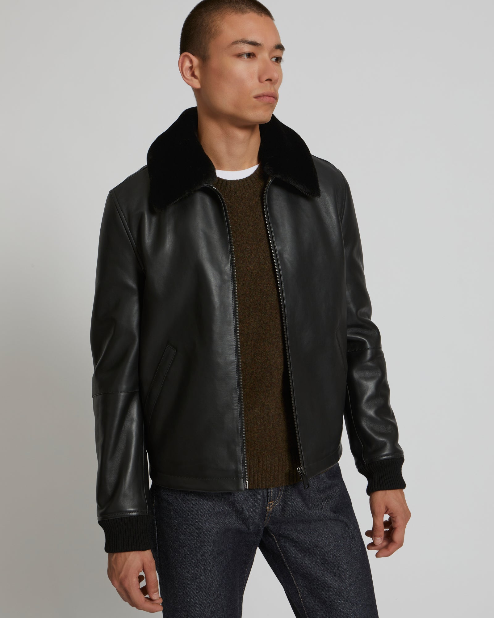 lamb leather jacke - black - Yves Salomon