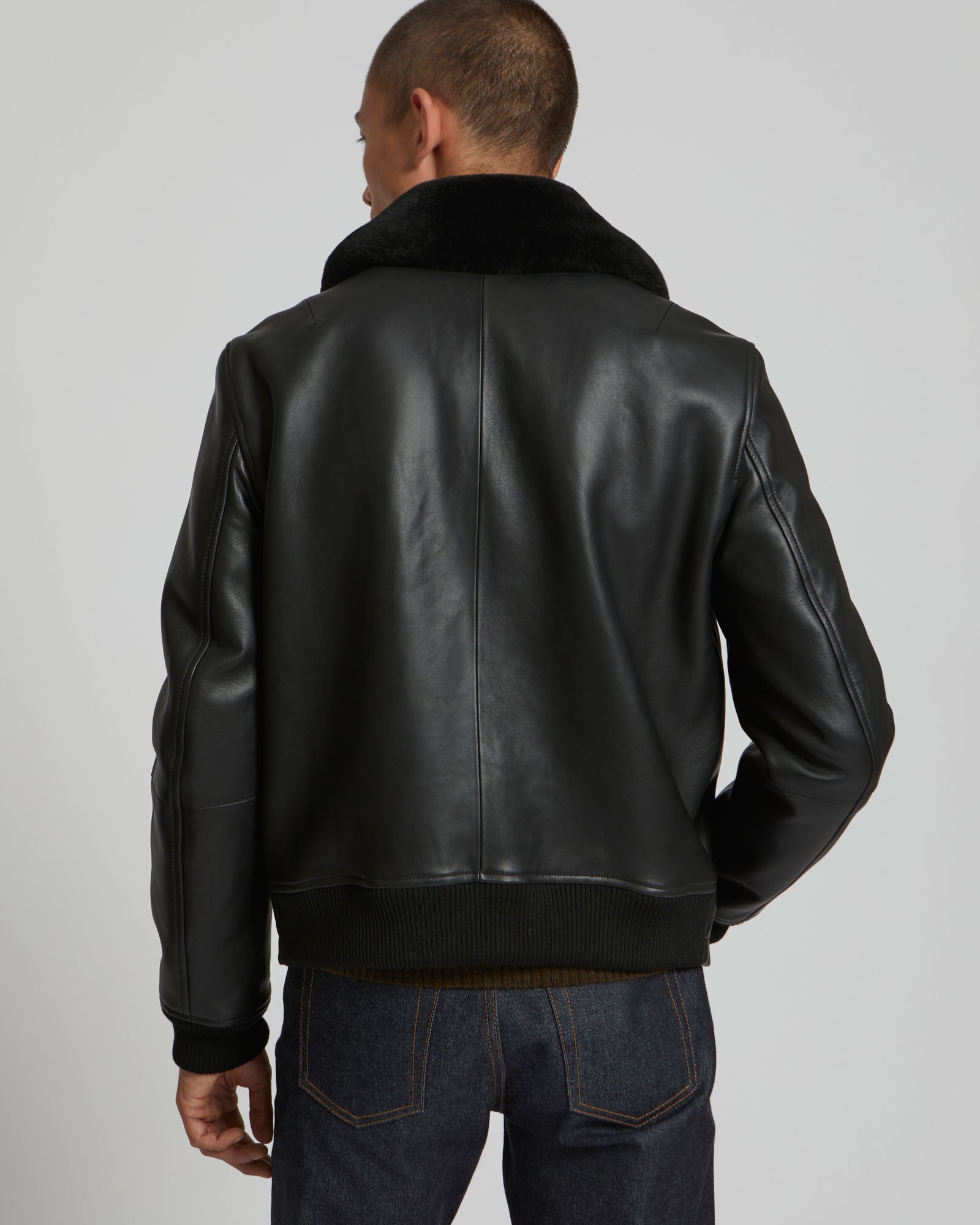 lamb leather jacke - black - Yves Salomon
