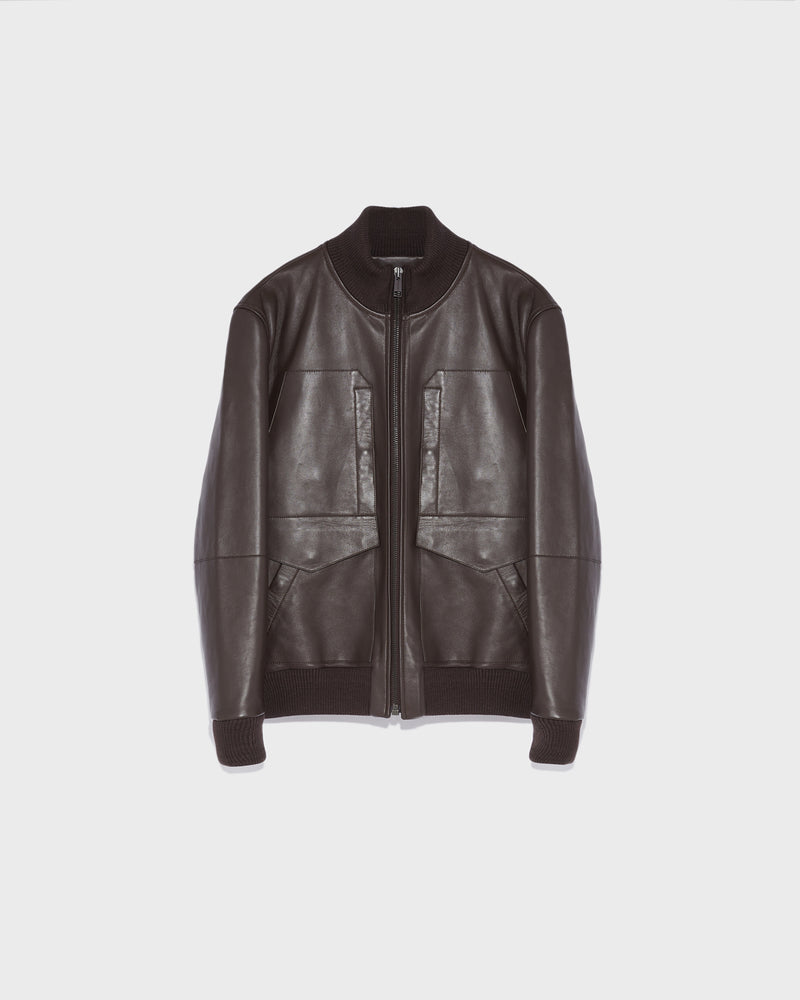 Leather Blouson With Knit Collar-Yves salomon-Winter sale & boxing day