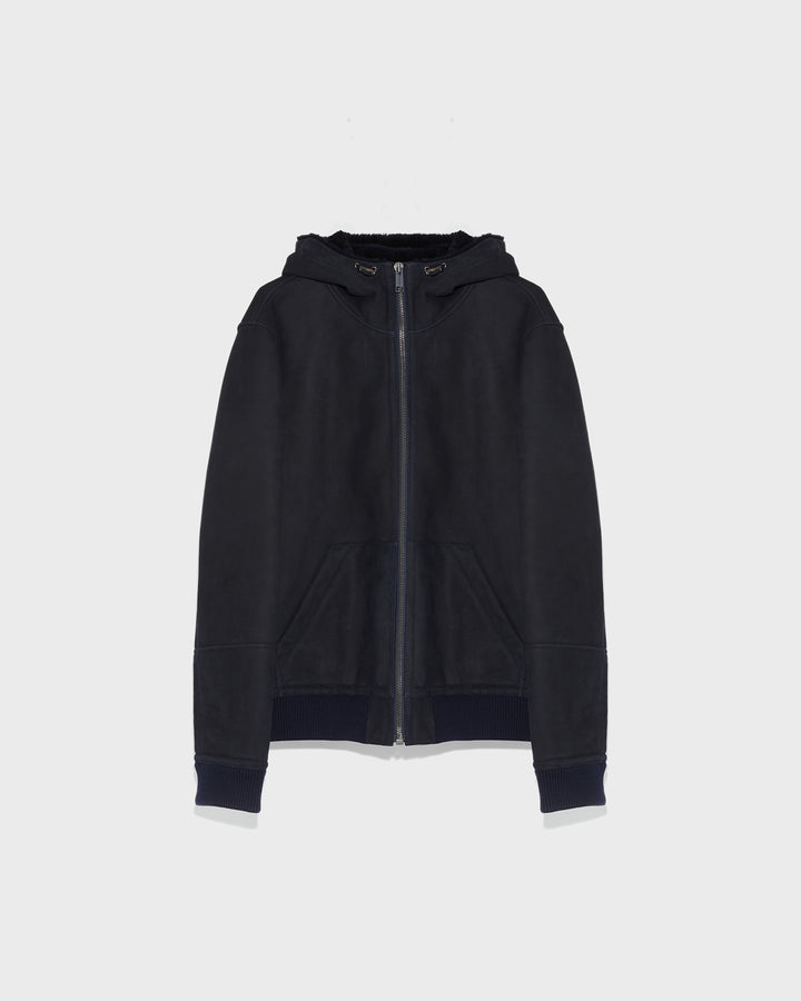 Shearling Hoodie - navy - Yves Salomon