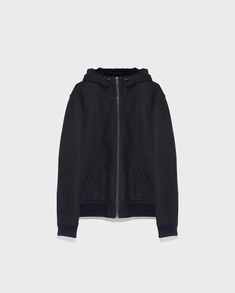 Shearling Hoodie - navy - Yves Salomon – Yves Salomon US