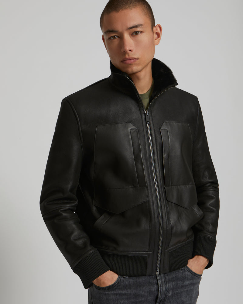 Men's Varsity Leather Jacket | Premium Jackets L / Black-#000000