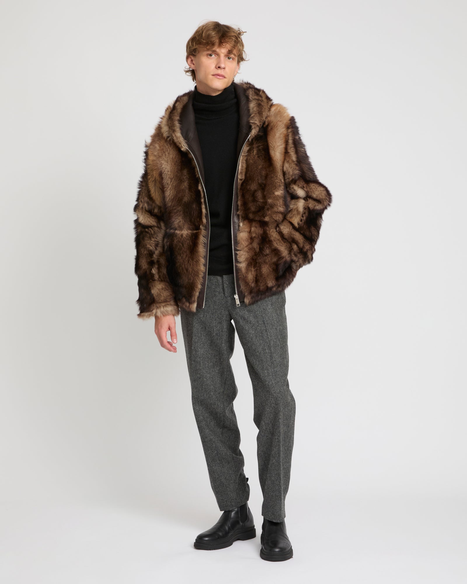 Reversible Toscana lambskin hoodie - brown - Yves Salomon – Yves