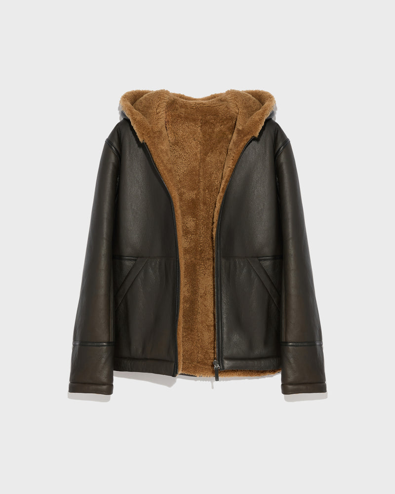 Reversible Shearling Hoodie - brown - Yves Salomon