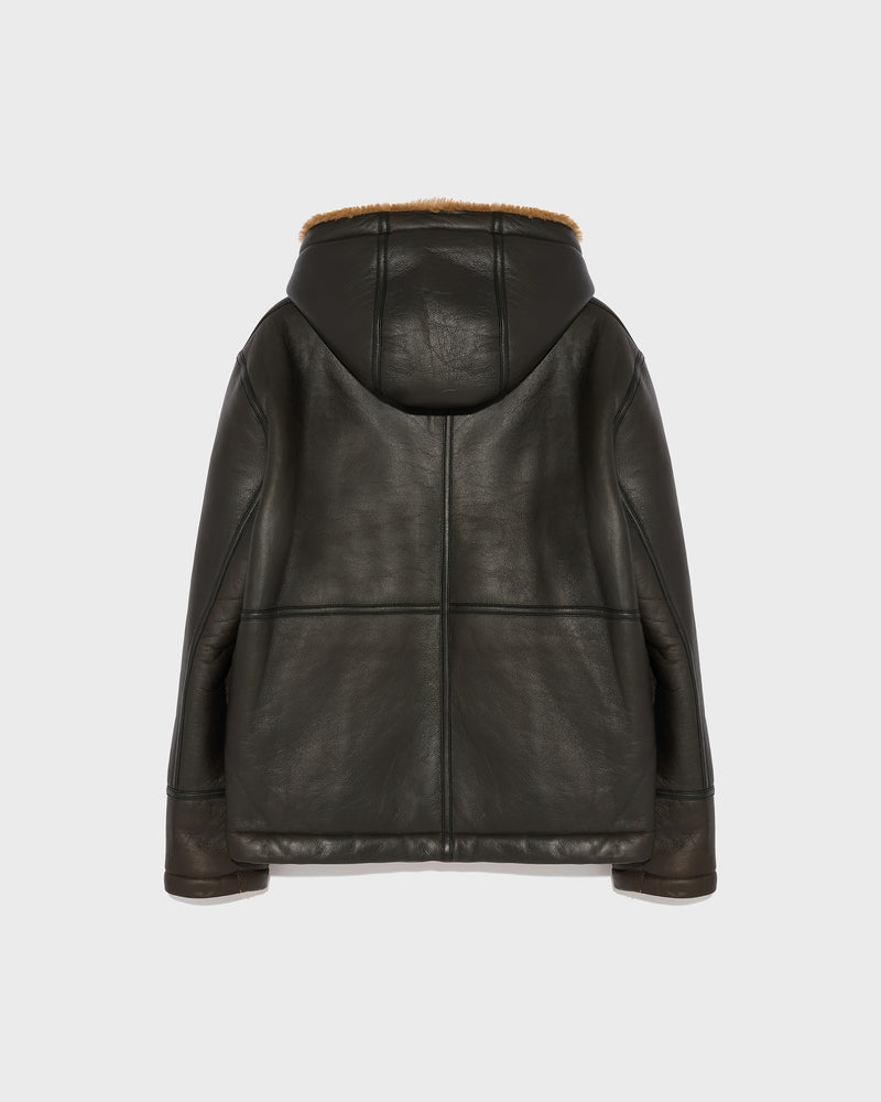 Reversible Shearling Hoodie - brown - Yves Salomon