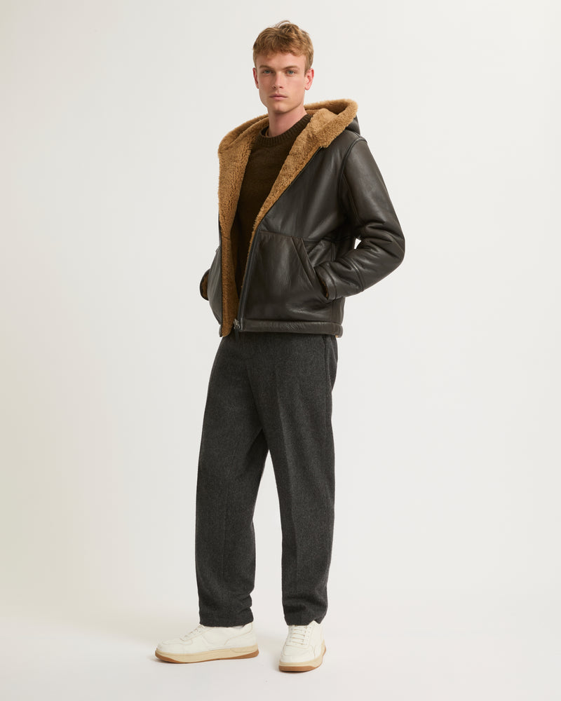 Reversible Shearling Hoodie - brown - Yves Salomon