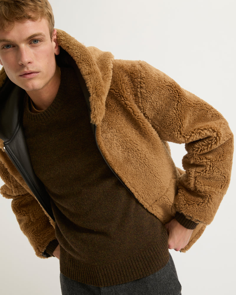 Reversible Shearling Hoodie - brown - Yves Salomon