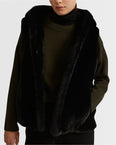 Hooded gilet in long-haired mink fur