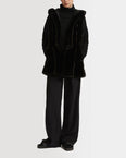 Hooded gilet in long-haired mink fur
